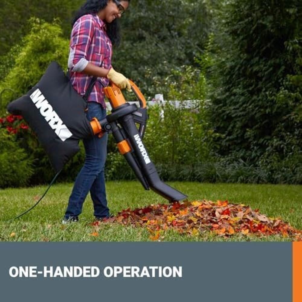 WG509 Worx TRIVAC 3-In-1 Electric Leaf Blower/Mulcher/Vacuum with Metal Blade