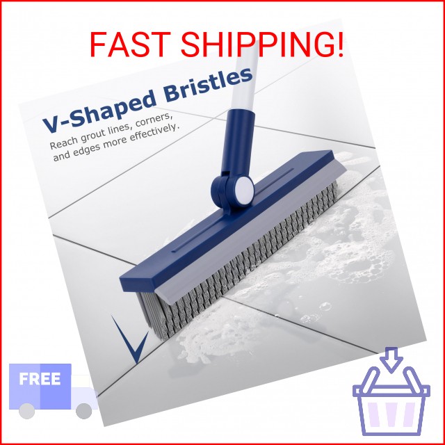 IVYROLL Grout Brush with Long Handle, Grout Cleaner Brush for Tile Floors, Stiff