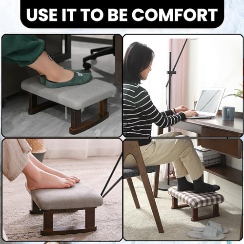 Small Footstool Office Under Desk Ottoman Padded Hassock 16.1″(41cm) x Grey
