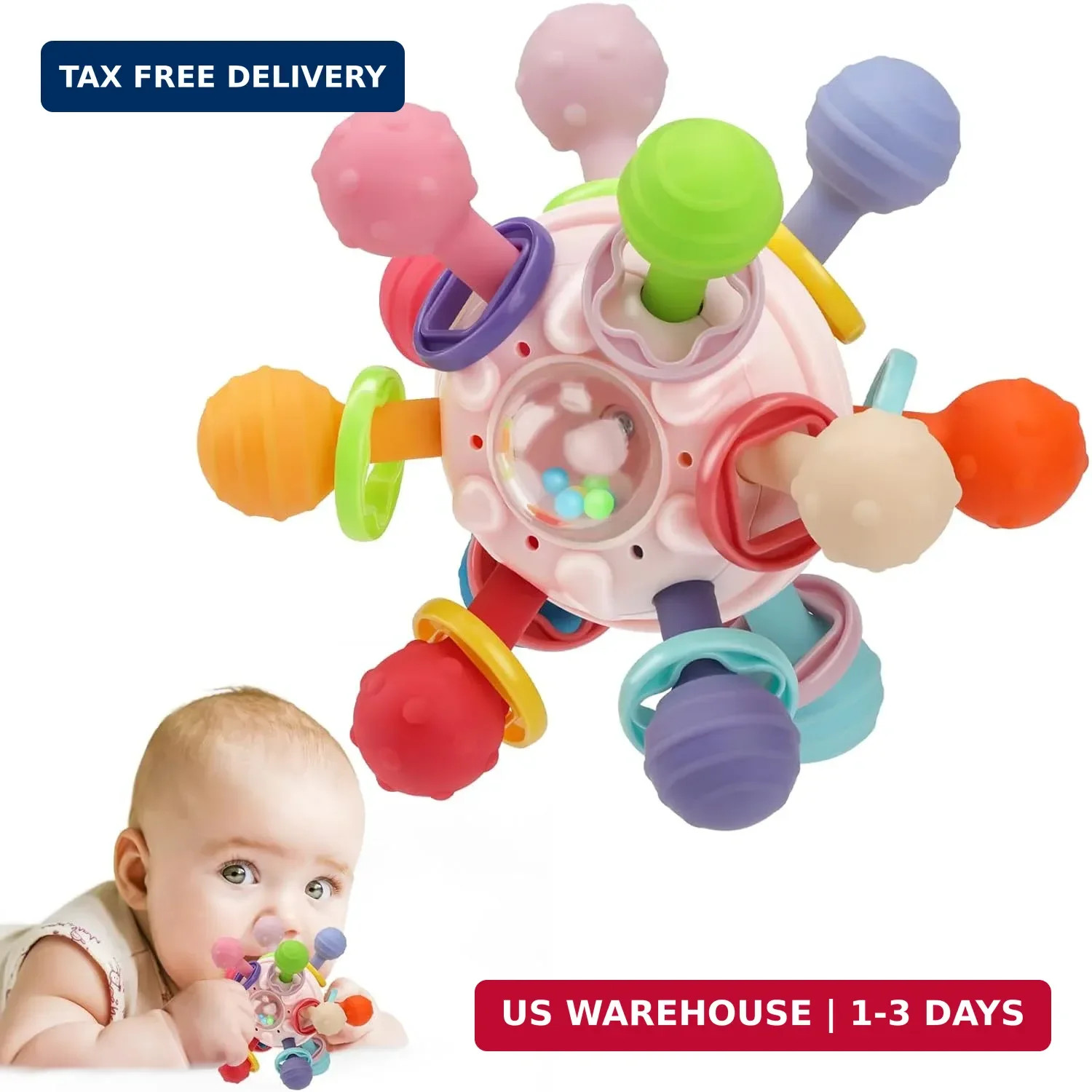 Baby Montessori Sensory Toys for 0-6 6-12 Months, Baby Teether Teething Toys