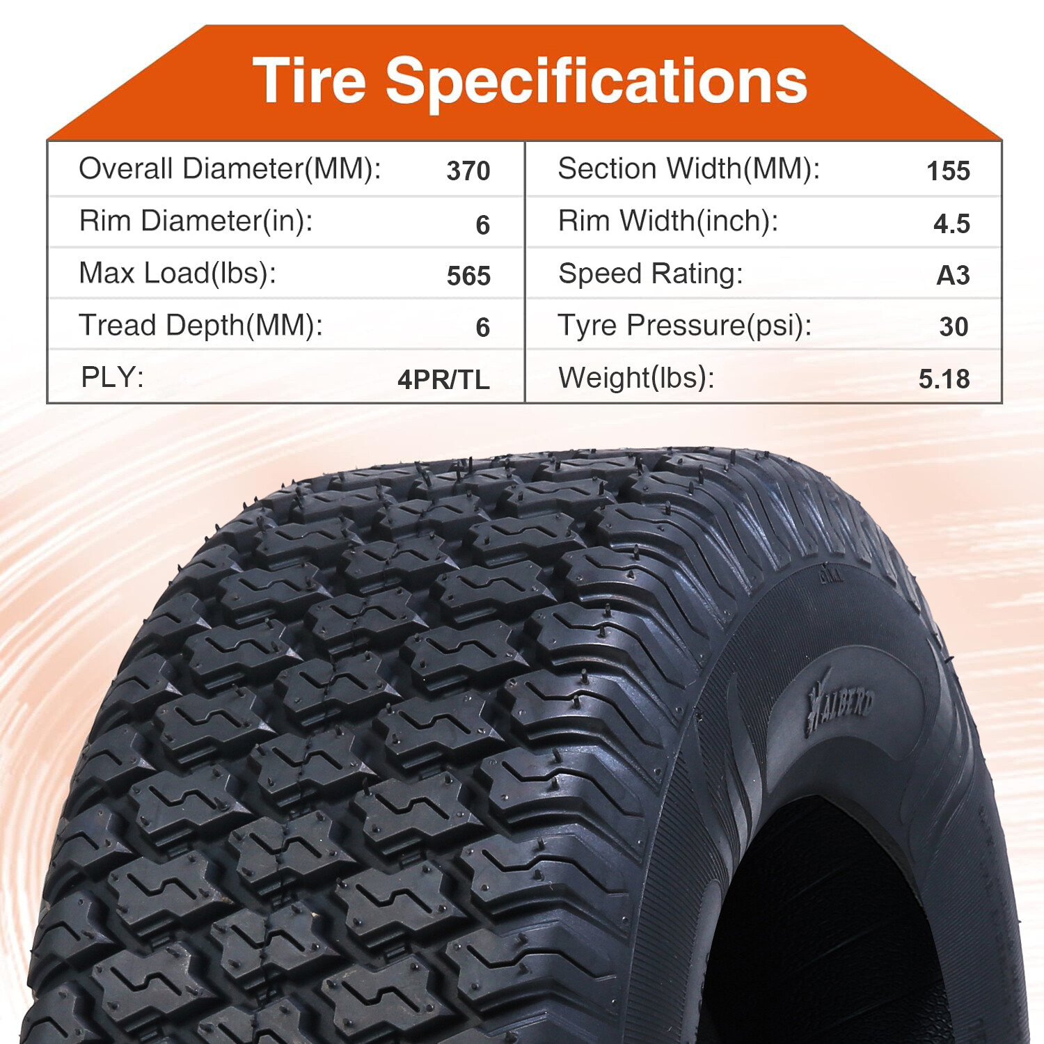 Set 2 15×6-6 Lawn Mower Tires 4 Ply 15x6x6 Turf Tractor Tire Heavy-duty Tubeless