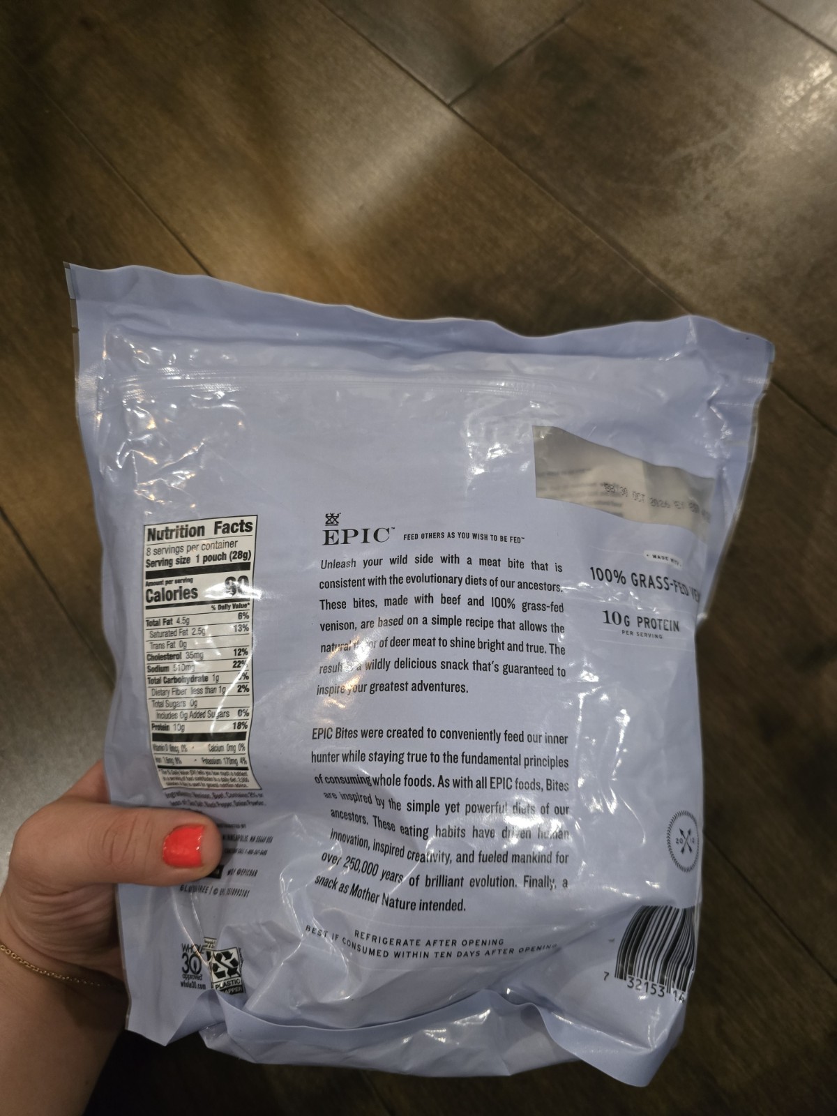 EPIC Venison Beef Jerky Bites 4 Pack Grass Fed Protein Snack Keto Paleo 8oz