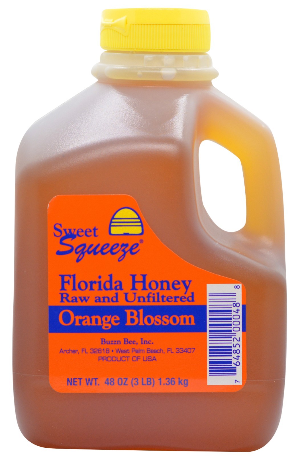 Sweet Squeeze Raw Orange Blossom Honey – Unpasteurized & Unfiltered – 3 Pounds