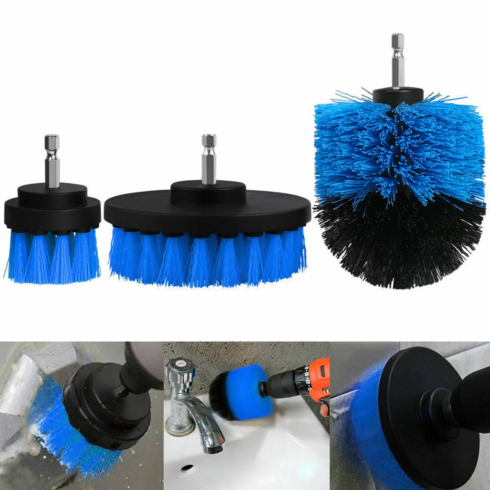 Drill Brush Set Power Scrubber Drill Attachments For Carpet Tile Grout Cleaning