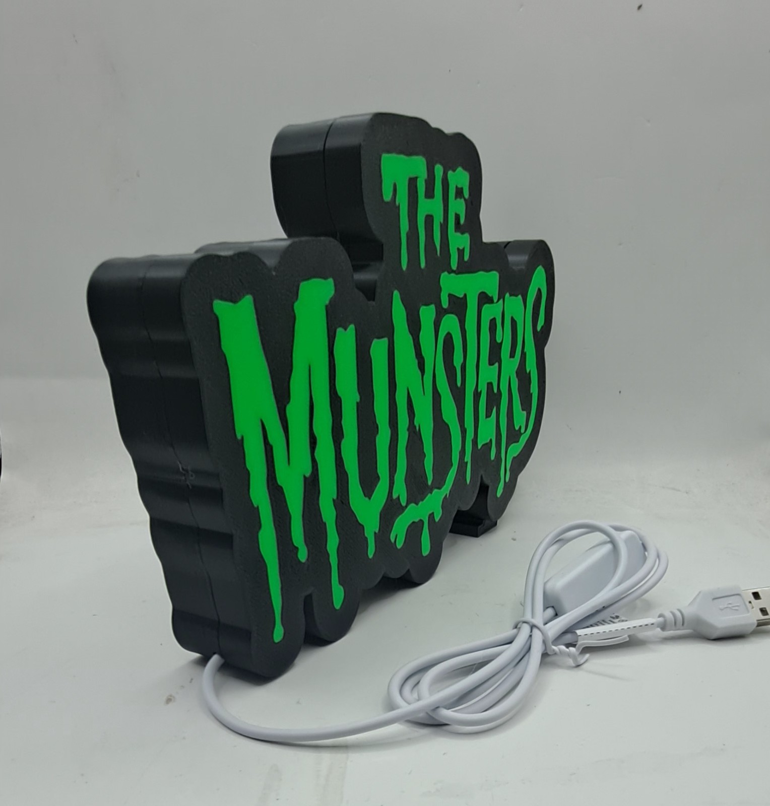 The Munsters LED Light-Up Sign 3D Printed Glow 60s TV Horror Nostalgia