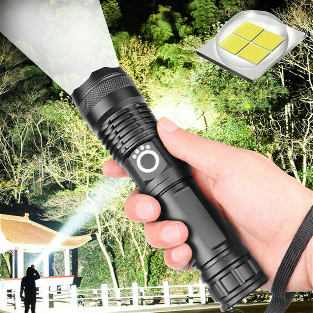 Rechargeable 990000LM LED Flashlight Tactical Police Super Bright Torch Zoomable