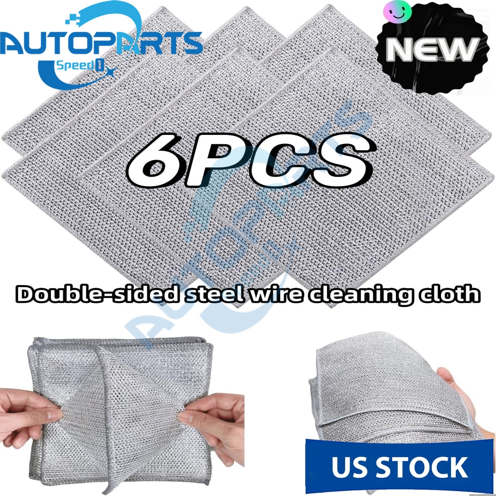 6 Pack Steel Wool Dishwashing Pads Multipurpose Mesh Dish Cloths Stainless Steel