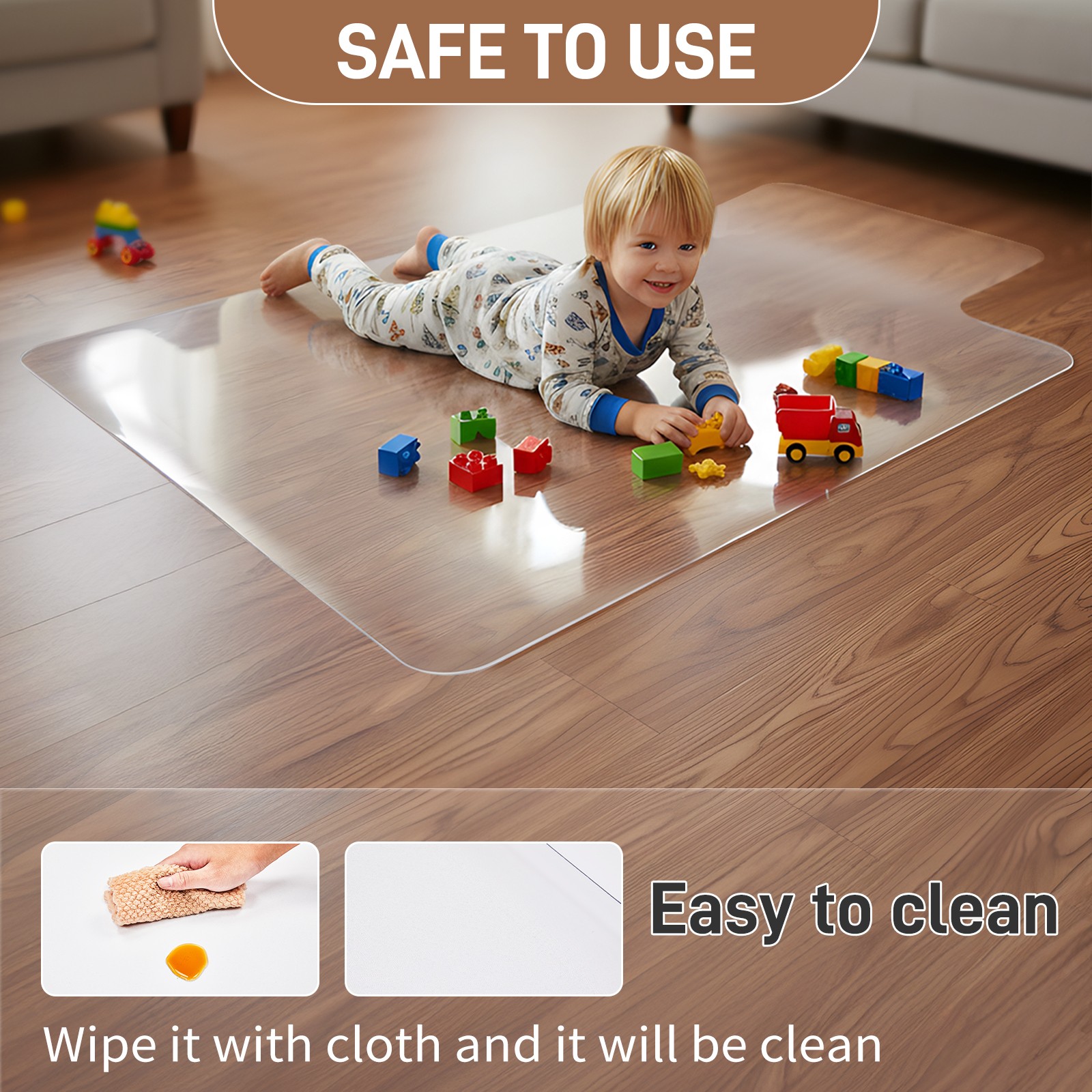 30×48 Clear Frosted Desk Chair Mat, 0.08 Inch Thick PVC Floor Guard for Hardwood