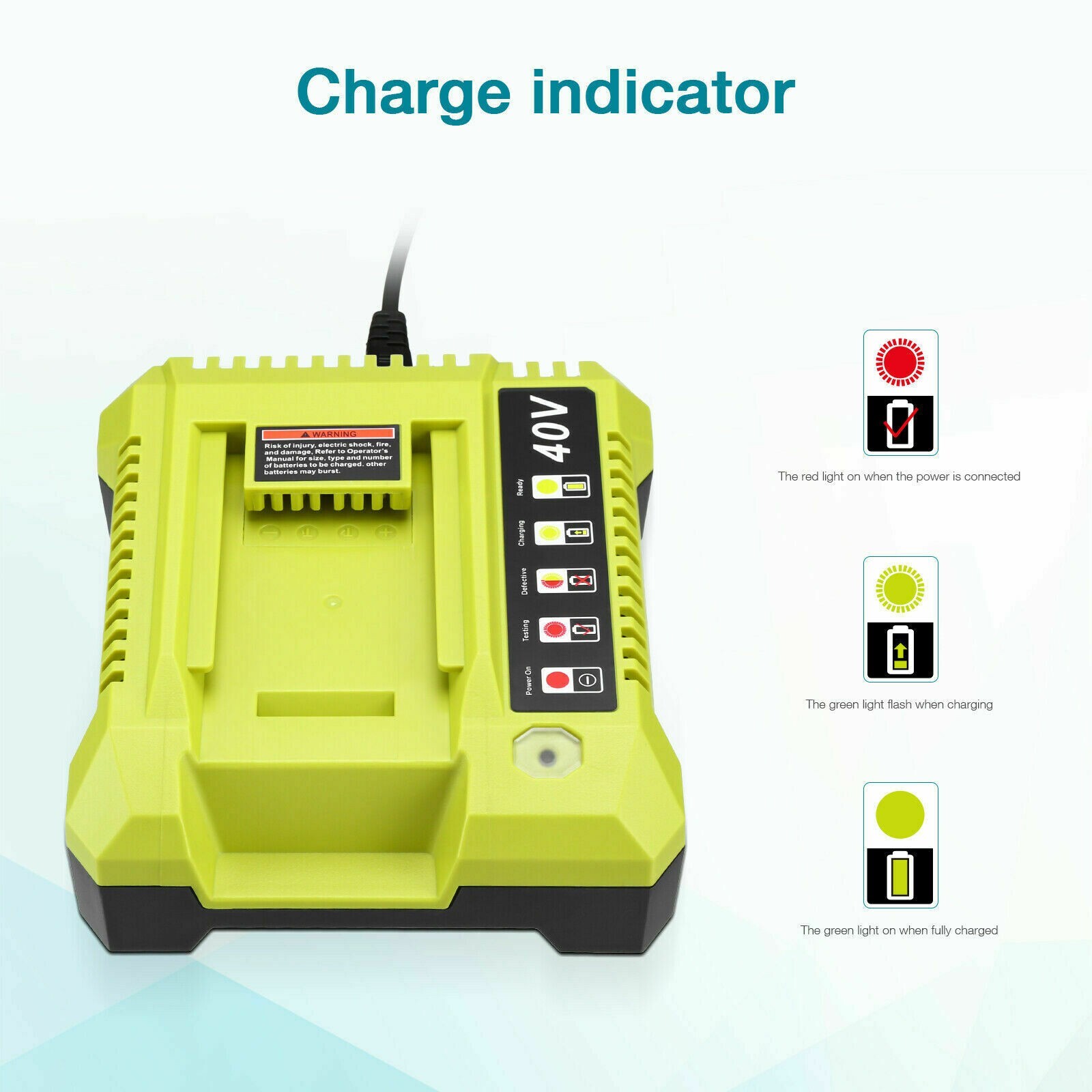 Rapid Charger For Ryobi 40V Lithium-Ion Battery OP401 OP40261 OP40401 OP4050A US