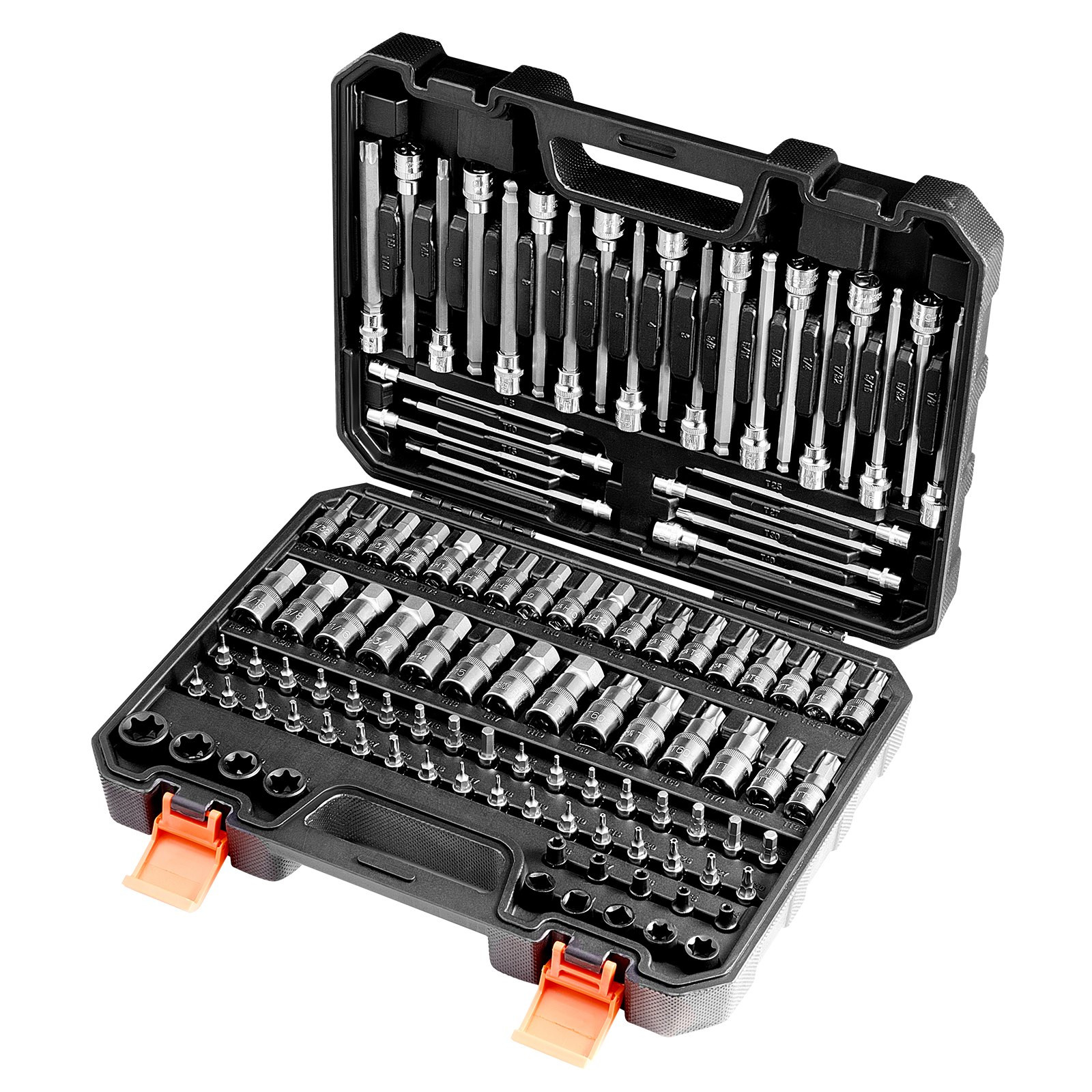 VEVOR Bit Socket Set, 107-Piece SAE and Metric, Hex/Torx/External Torx/Tamper-Pr