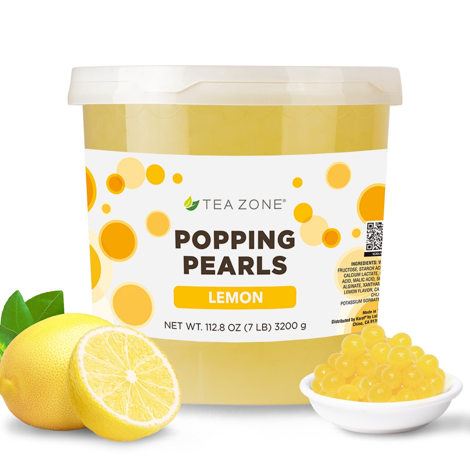 Tea Zone Lemon Popping Pearls/Bursting/Popping Boba (B2064, 7 lbs) for Boba Tea