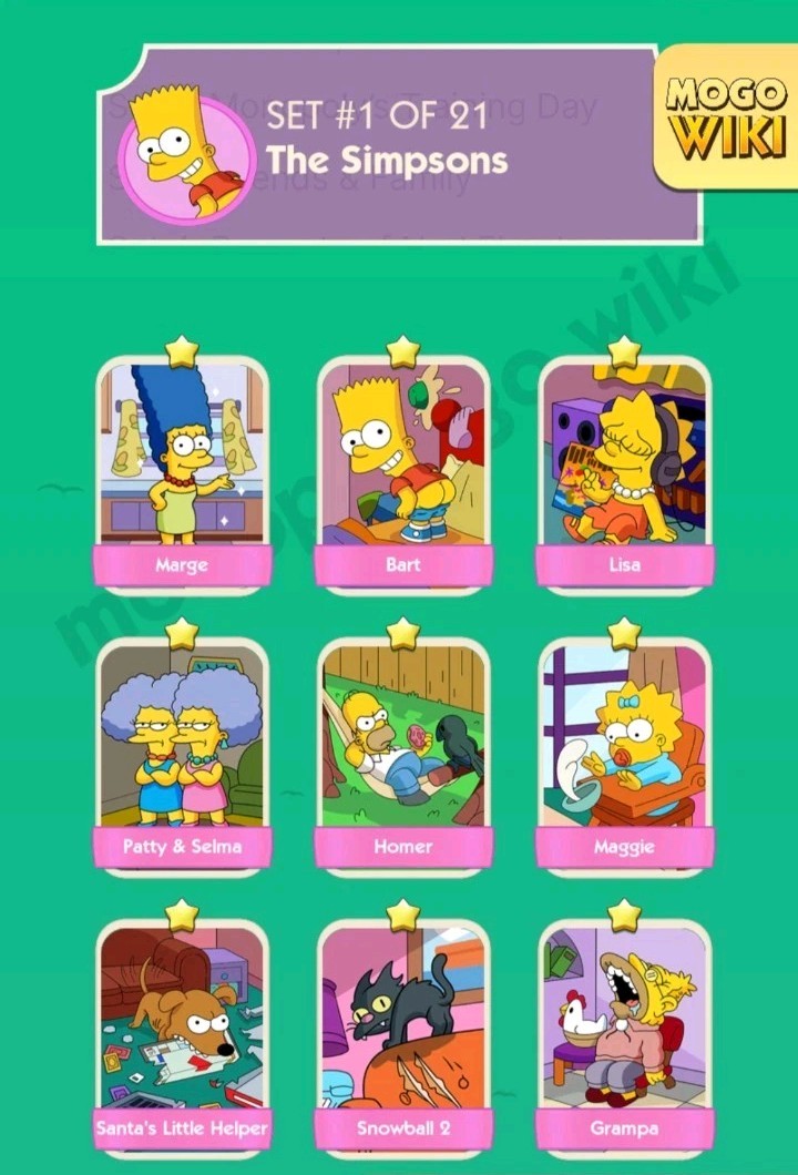 Mono..ly Sticker Go All 1-2-3-4-5-6 Star Very Low price(0.99) The Simpsons Album