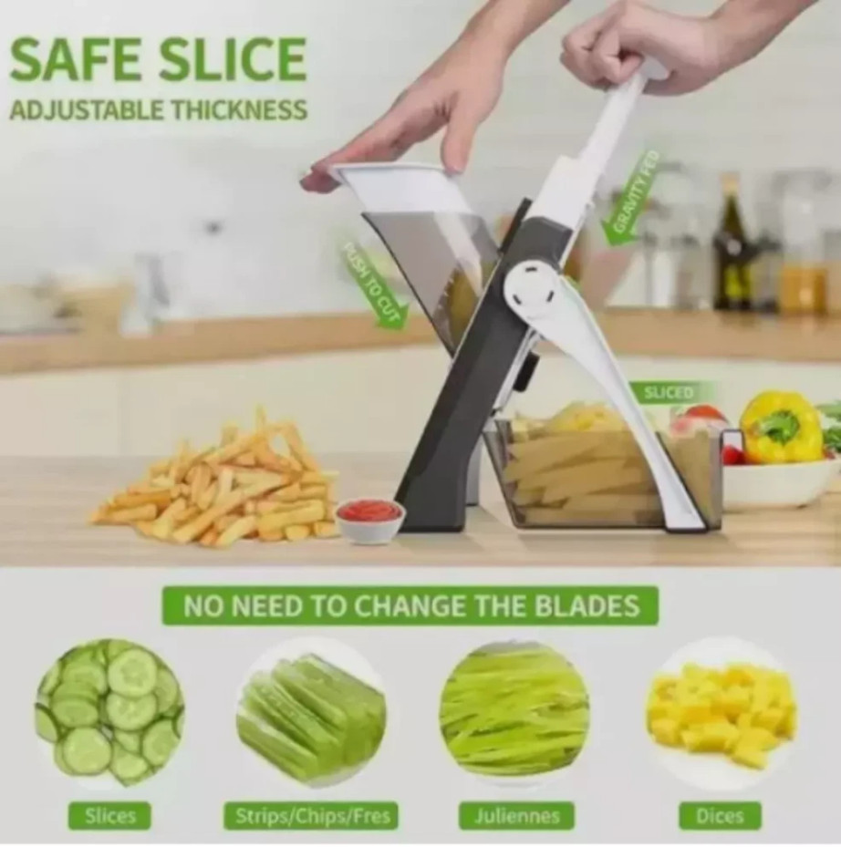 Safe Mandoline Slicer 5 in 1 Vegetable Chopper Food Potato Cutter Adjustable**++