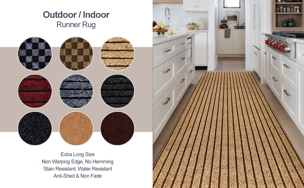 Entryway Runner Rug Indoor Outdoor – Extra Long Hall Rugs Runners Non Slip Brown