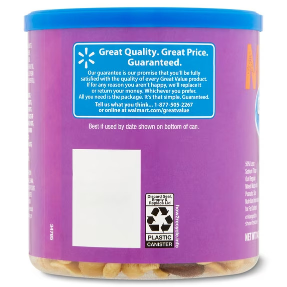 Great Value Roasted & Lightly Salted Mixed Nuts, 14.75 oz Free Shipping