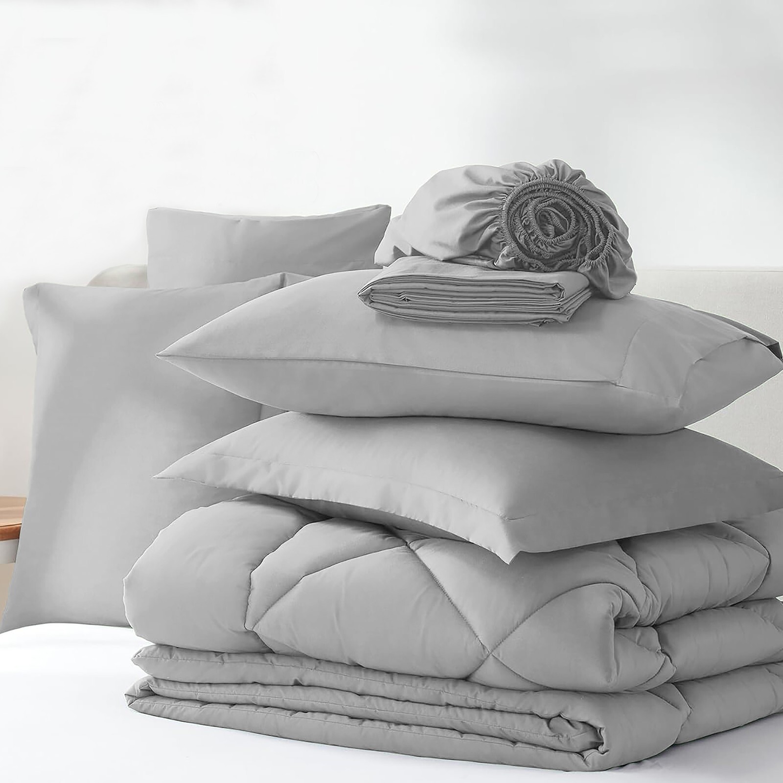 7 Piece Bed in a Bag Microfiber Comforter Set Twin/Queen/King Size Quilt Bedding