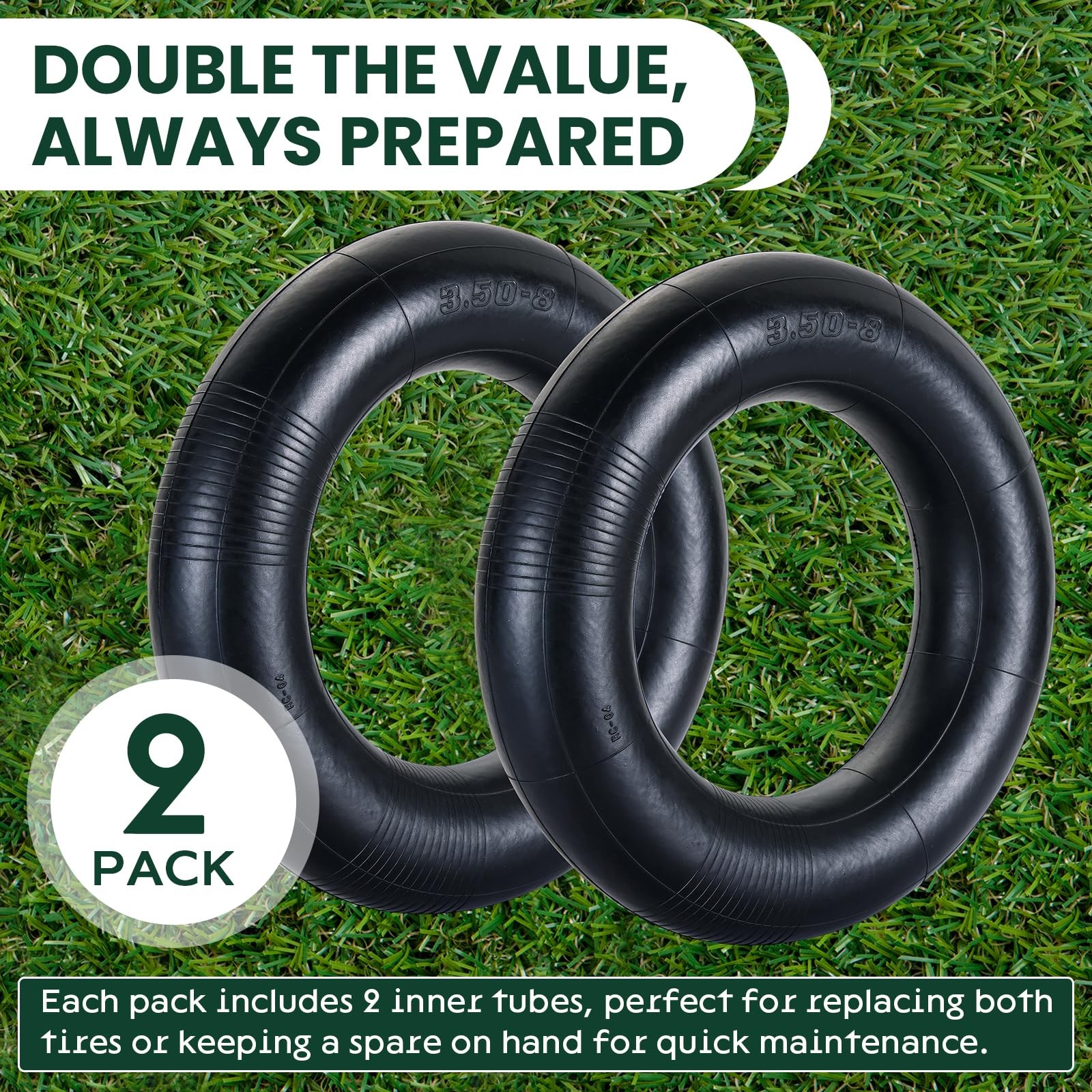 AMGSH 3.00/3.50-8 Inner Tube with TR87 Angled Valve Stem 3.00/3.50-8, Black