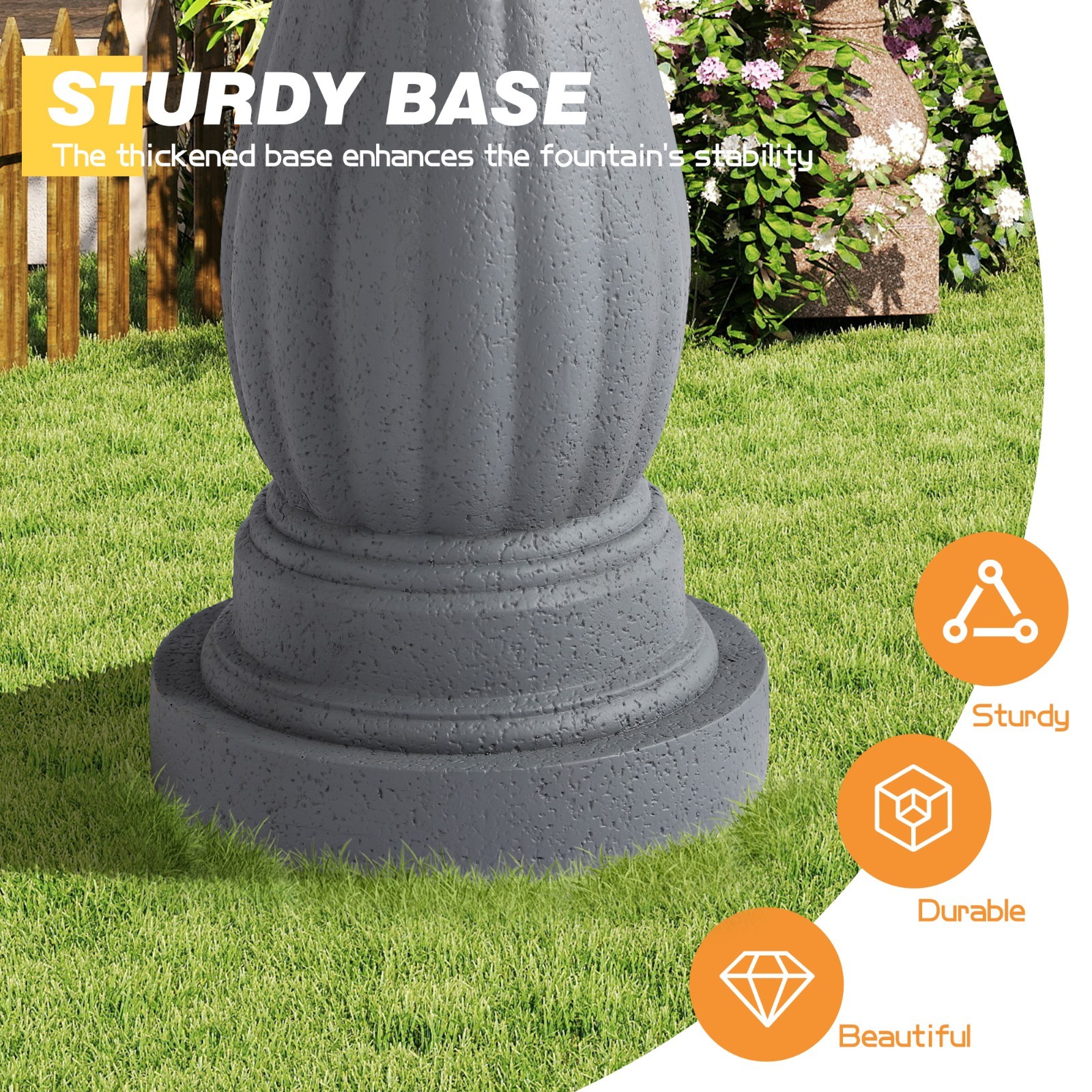 47.3″ High Italian Feature Faux Stone Freestanding Water Fountain Outdoor