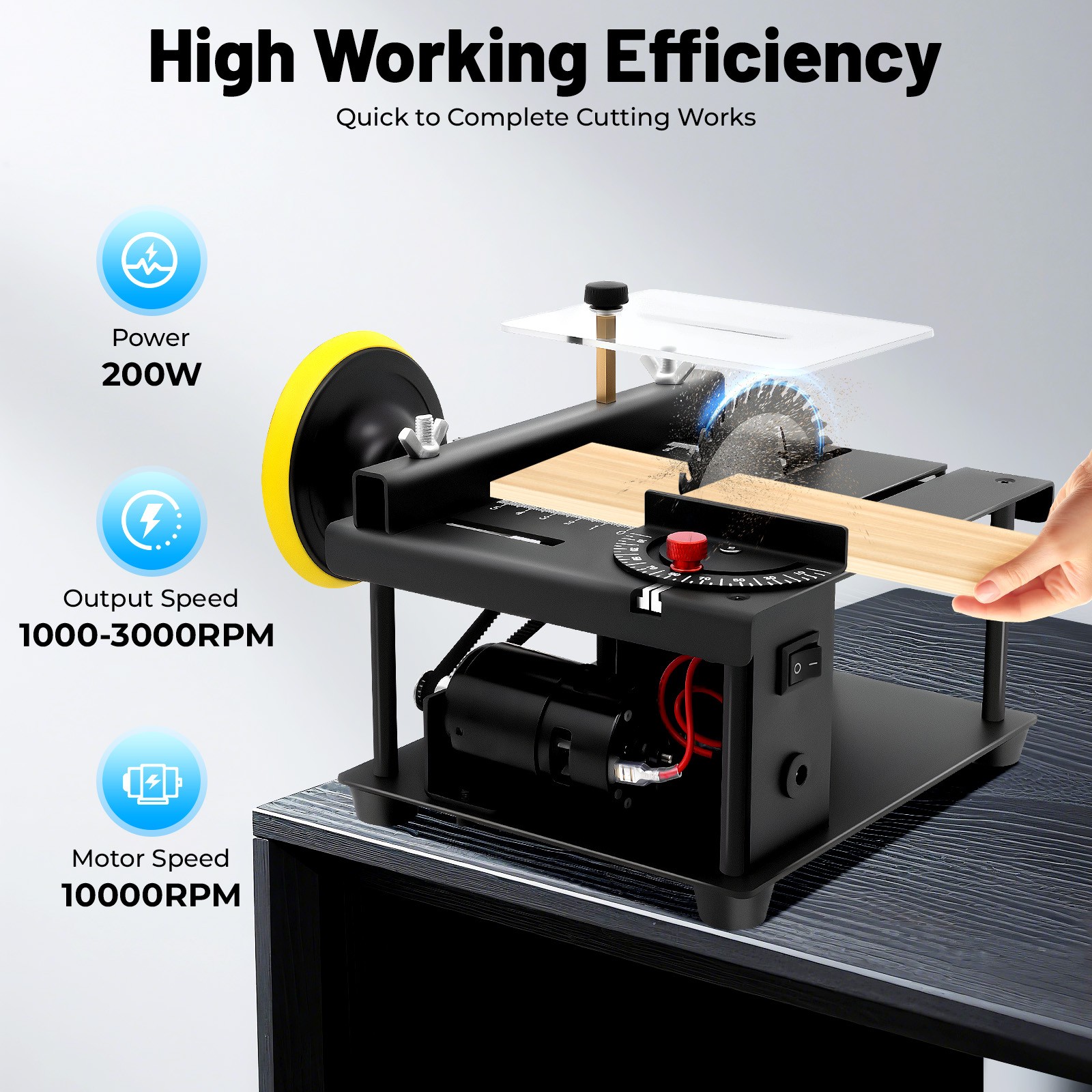 Compact Heavy Duty Table Saw Rotating Speed 1000-3000r/min Work Shop Portable US