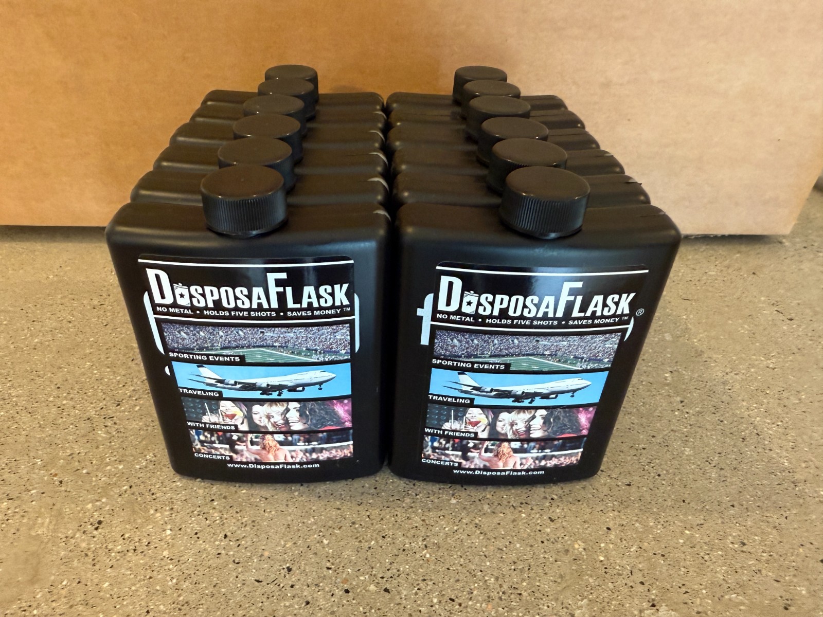 Plastic Alcohol Flask – Customizable – Green – 2 Pack – Free Shipping