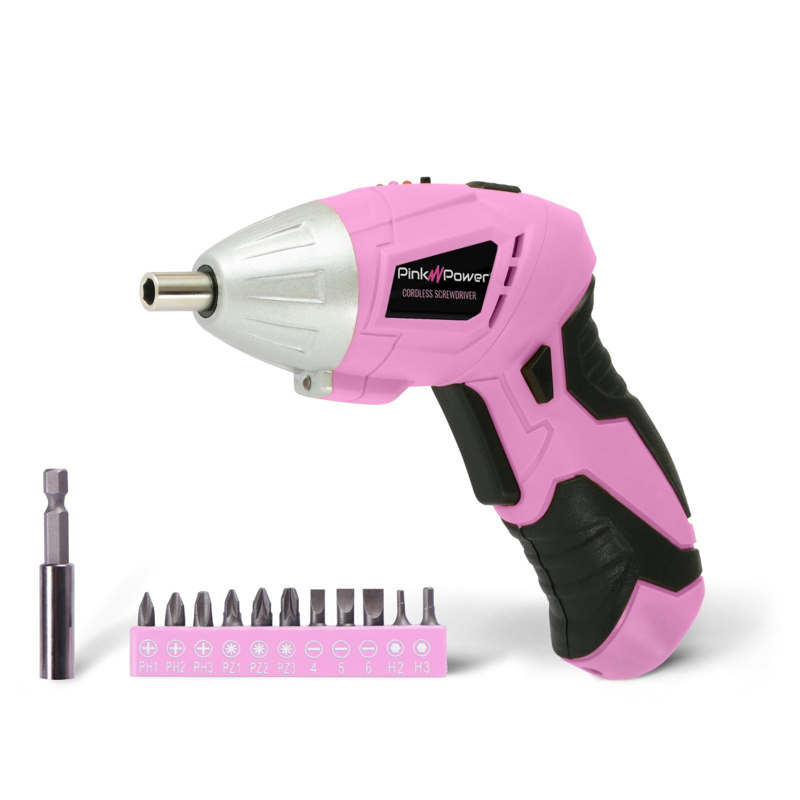 Pink Power PP481 3.6V Lightweight Electric Screwdriver Kit & Bit Set Handheld