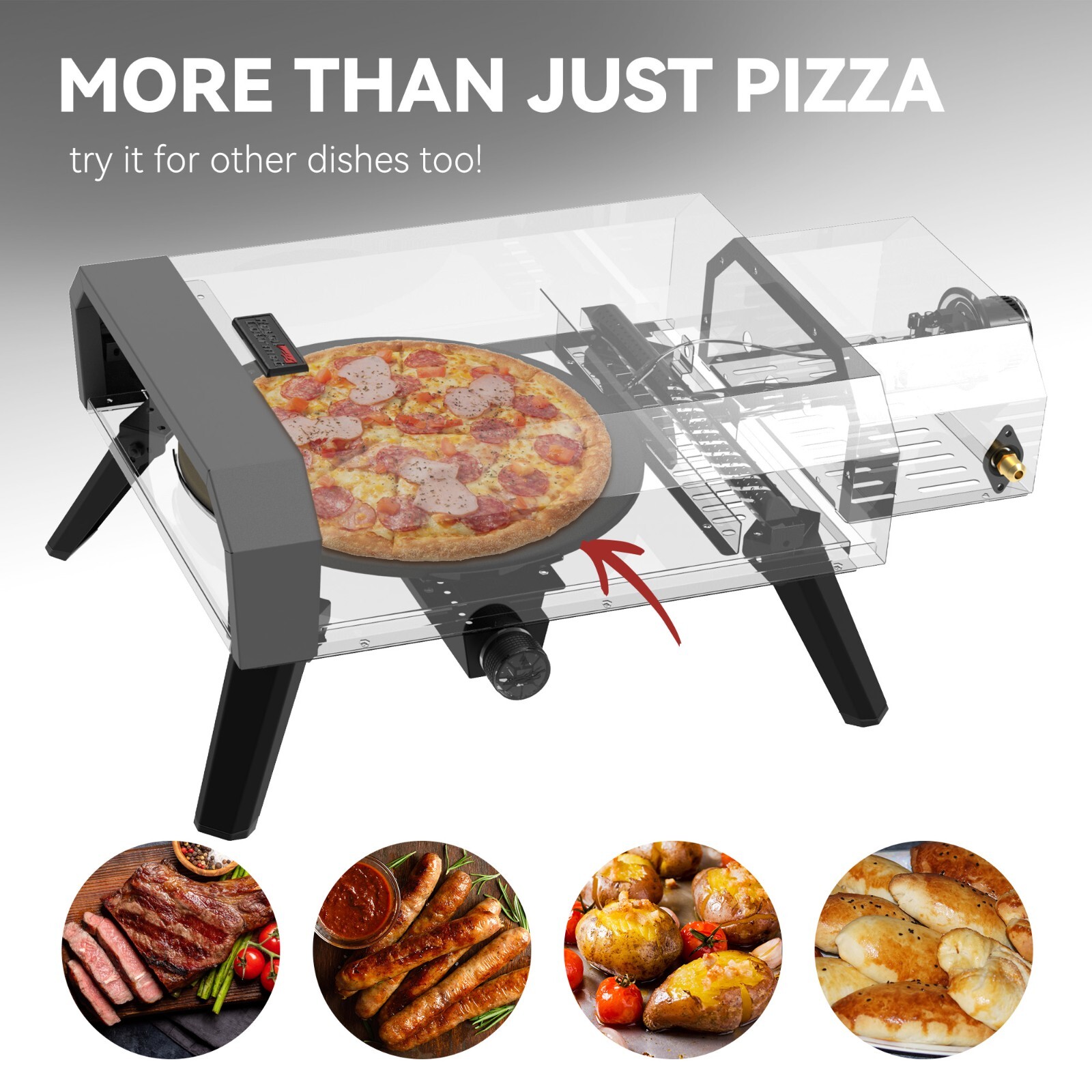 Royal Gourmet Portable Gas Pizza Oven with 13-Inch Pizza Stone/ Collapsible Legs