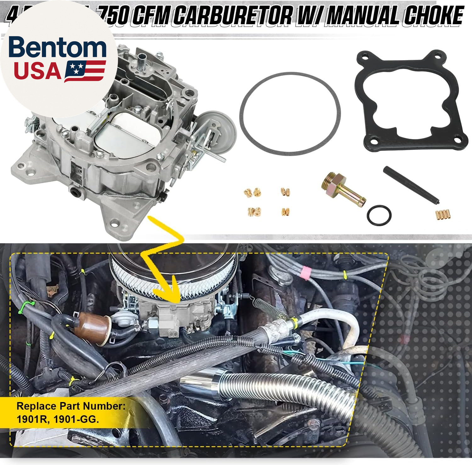 4 Barrel 750 CFM Carburetor Manual Choke Fit for Rochester Quadrajet Carburetor