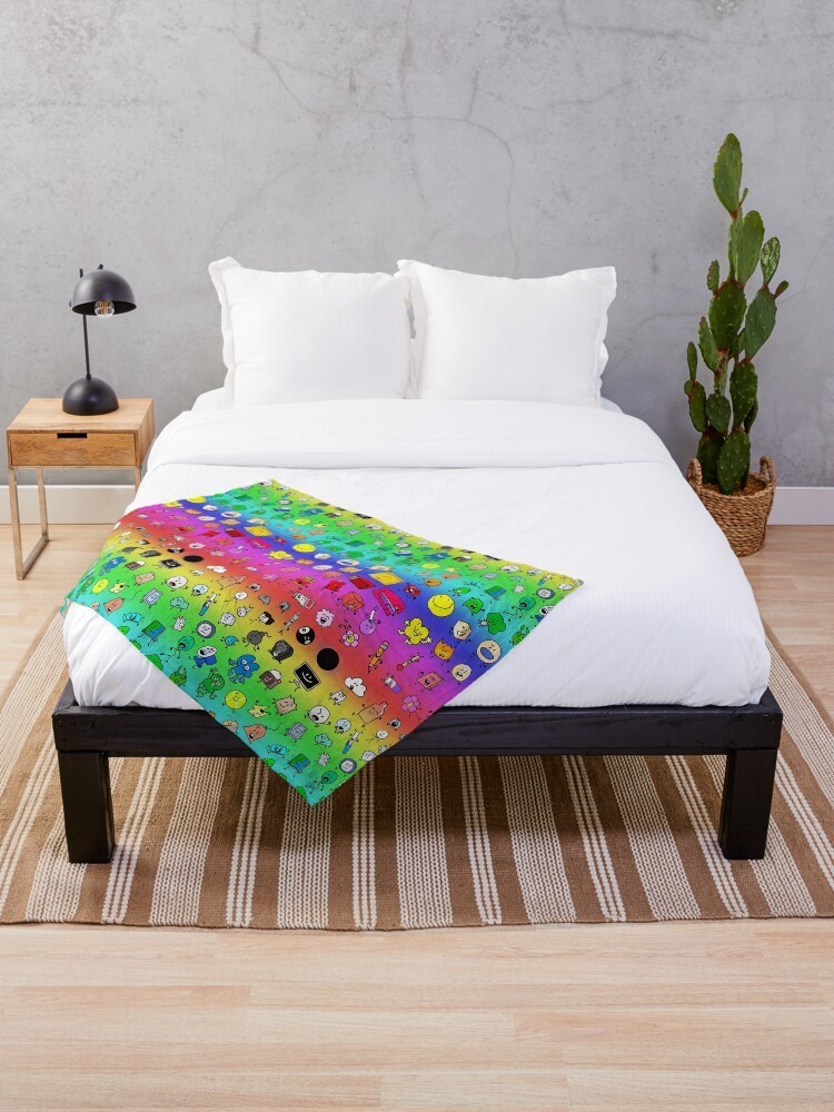 BFDI Plush Blanket | Battle for Dream Island Bedding | Rainbow Anime Throw