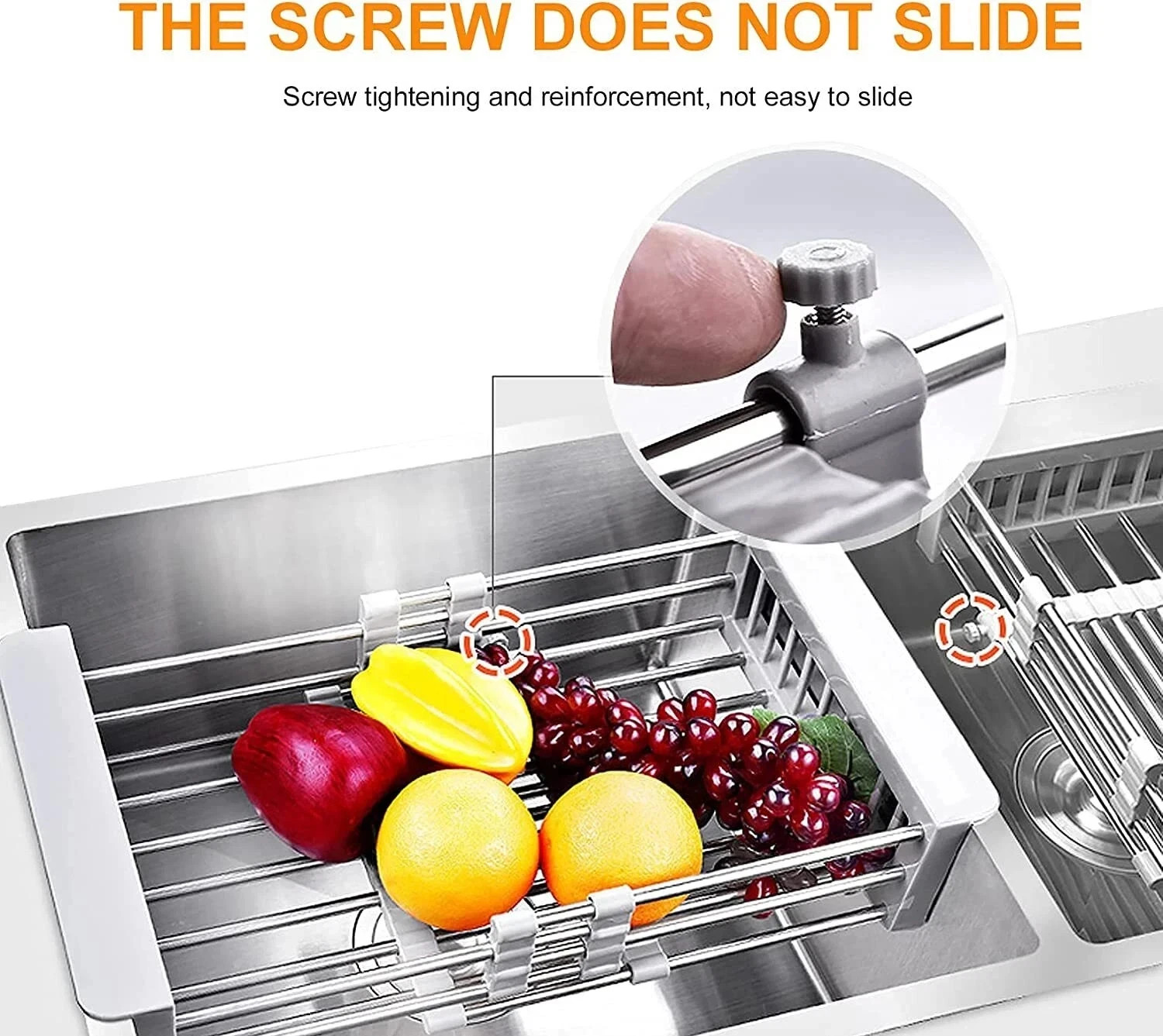 Adjustable Stainless Steel Over Sink Dish Drying Rack Expandable Kitchen Drainer
