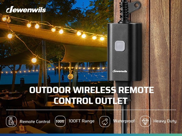 DEWENWILS Outdoor Remote Control Outlet, 15A Wireless Remote Control Switch,