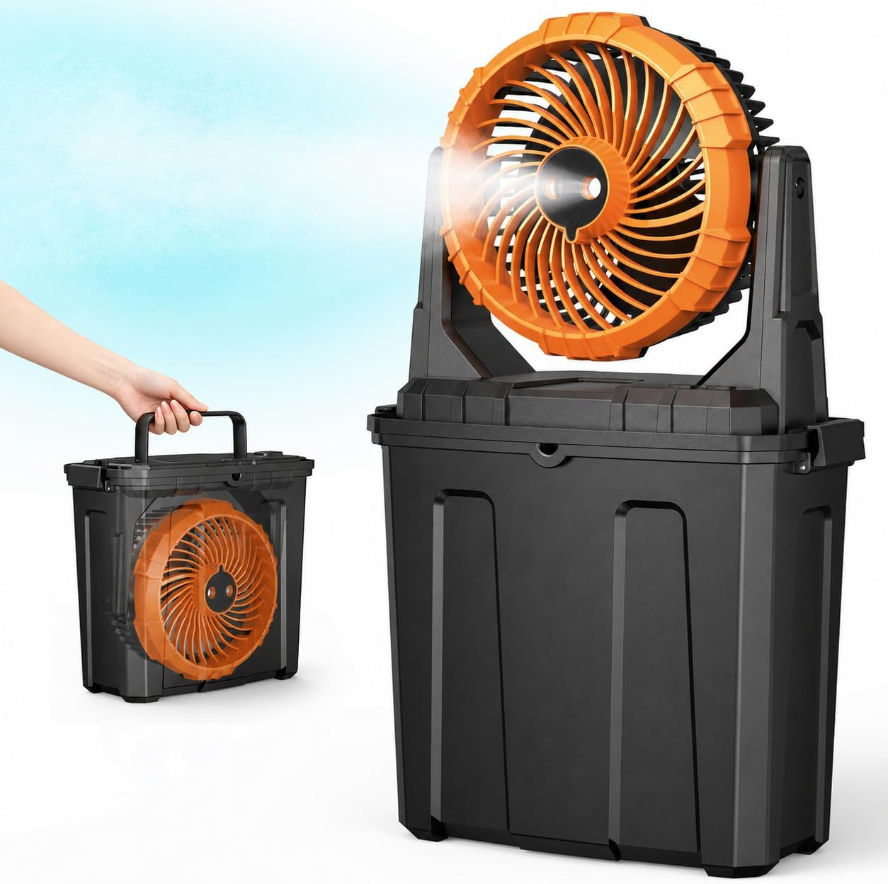 1.35 Gal Portable Misting Fan, Outdoor Fans for Patios, [Max 30H] Rechargeable B