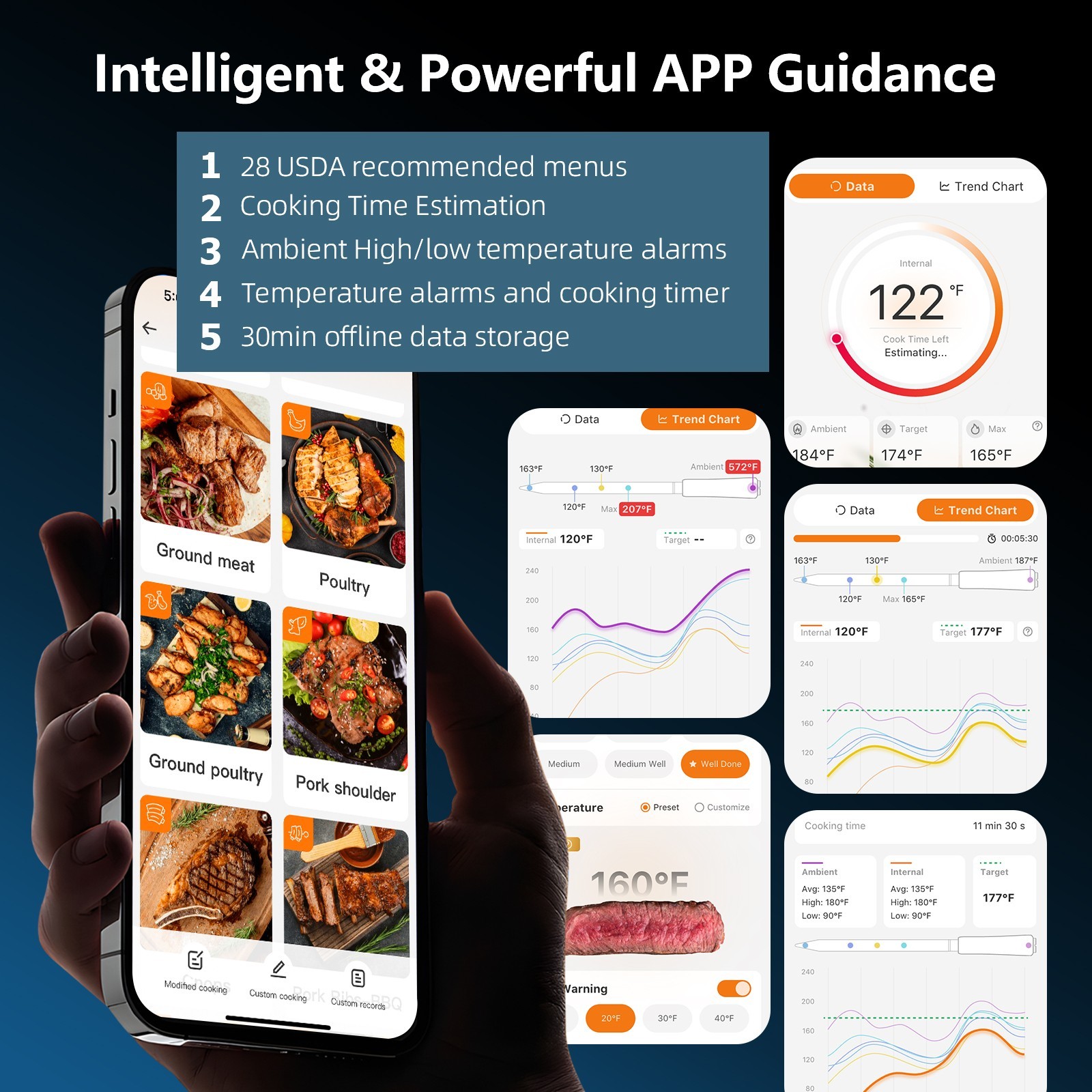 INKBIRD Wireless Meat Thermometer 5G WiFi Remote Food/Ambient Sensor Calibration
