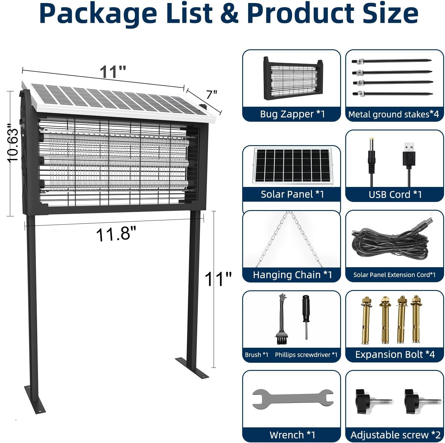 Solar Bug Zapper Outdoor Cordless Fly Trap Insect Zapper 4500V Mosquito Zapper