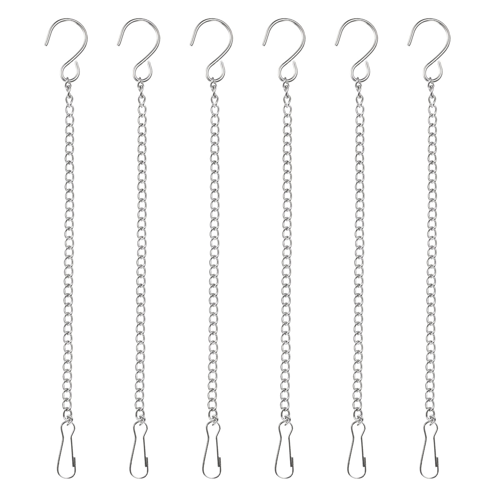 6Pcs 25cm/9.8in Hanging Chain with Hooks for Bird Feeder Planter Lantern Silver