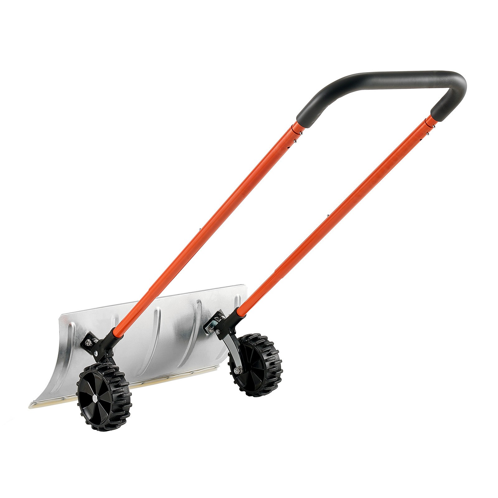 Snow Shovel with Wheels 24″ Durable Metal Snow Removal Pusher Plow for Driveway