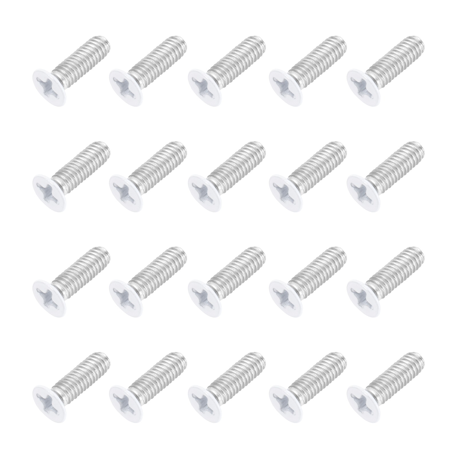 M4 x 12mm 304 Stainless Steel Flat Head Machine Screws (White, Pack of 20)