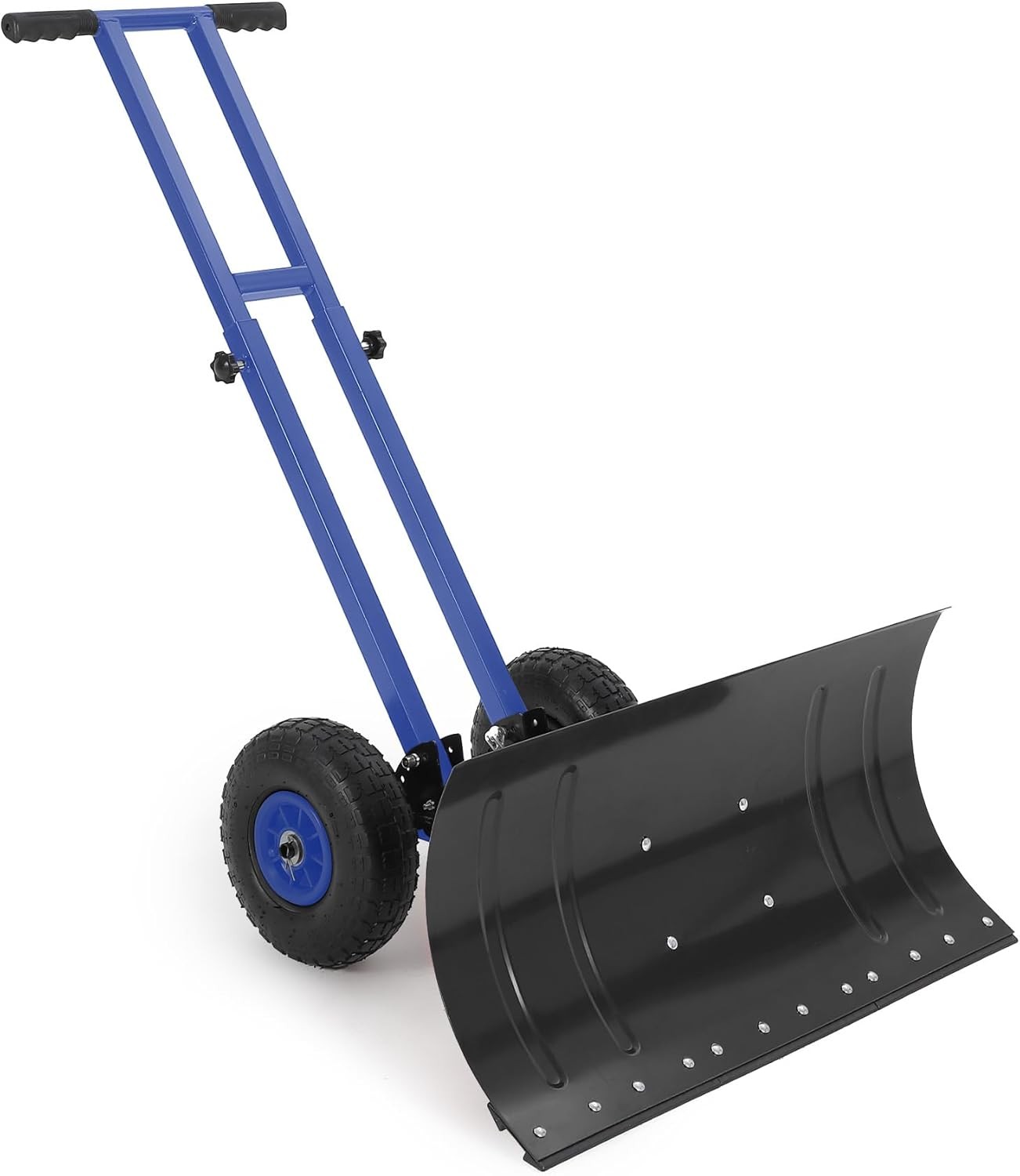 Heavy Duty Snow Shovel with Wheels Wheeled Snow Pusher Rolling Snow Removal Tool