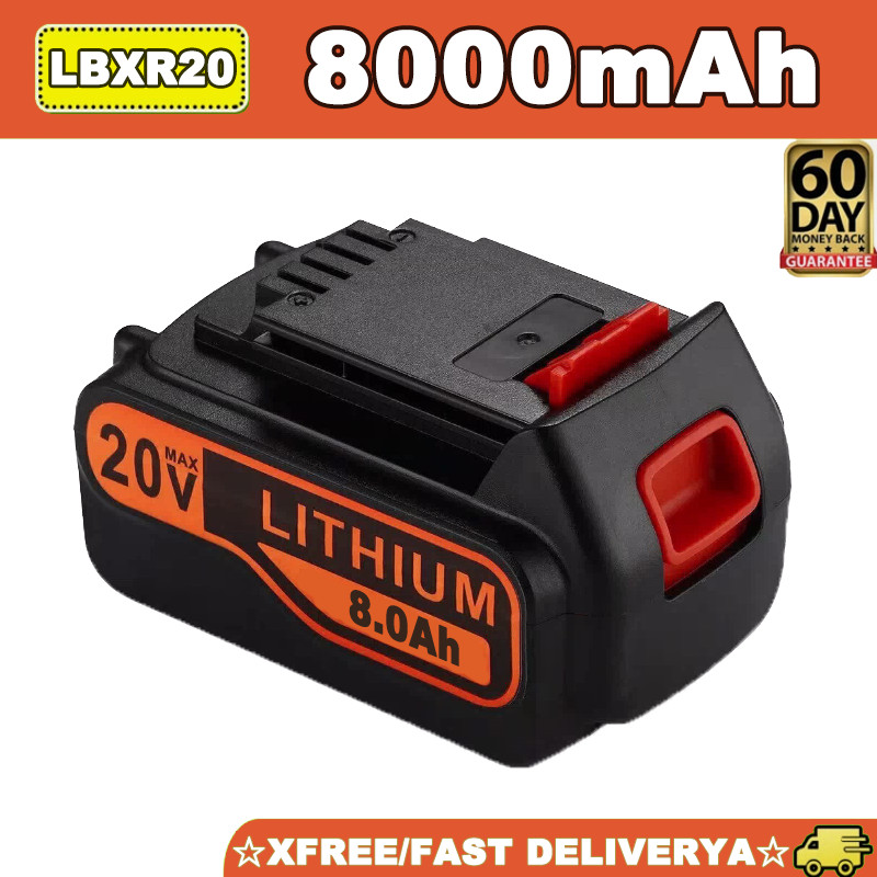8.0Ah 20V Lithium-ion 8000mAh Battery for BLACK+DECKER 20 Volt LBXR20 LBX20 LB20