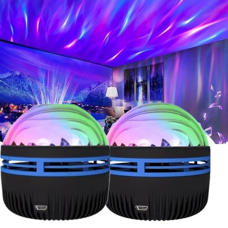 2 Pcs Northern Lights Galaxy Projection Lamp Aurora Star Projector Night Lights