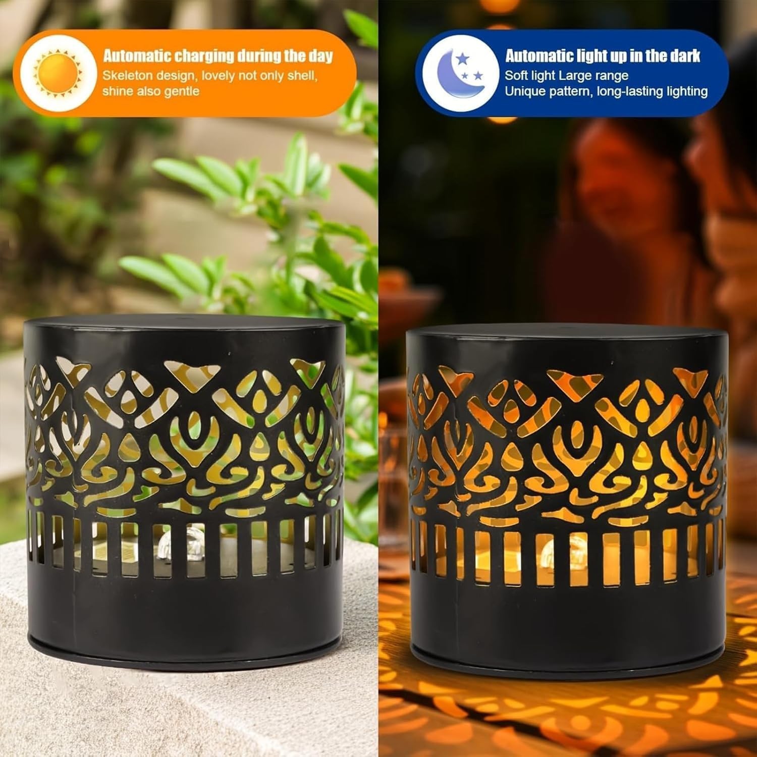Solar Mandala Wall Light Outdoor Garden Fence Projector Lamp Patio Ambient Decor