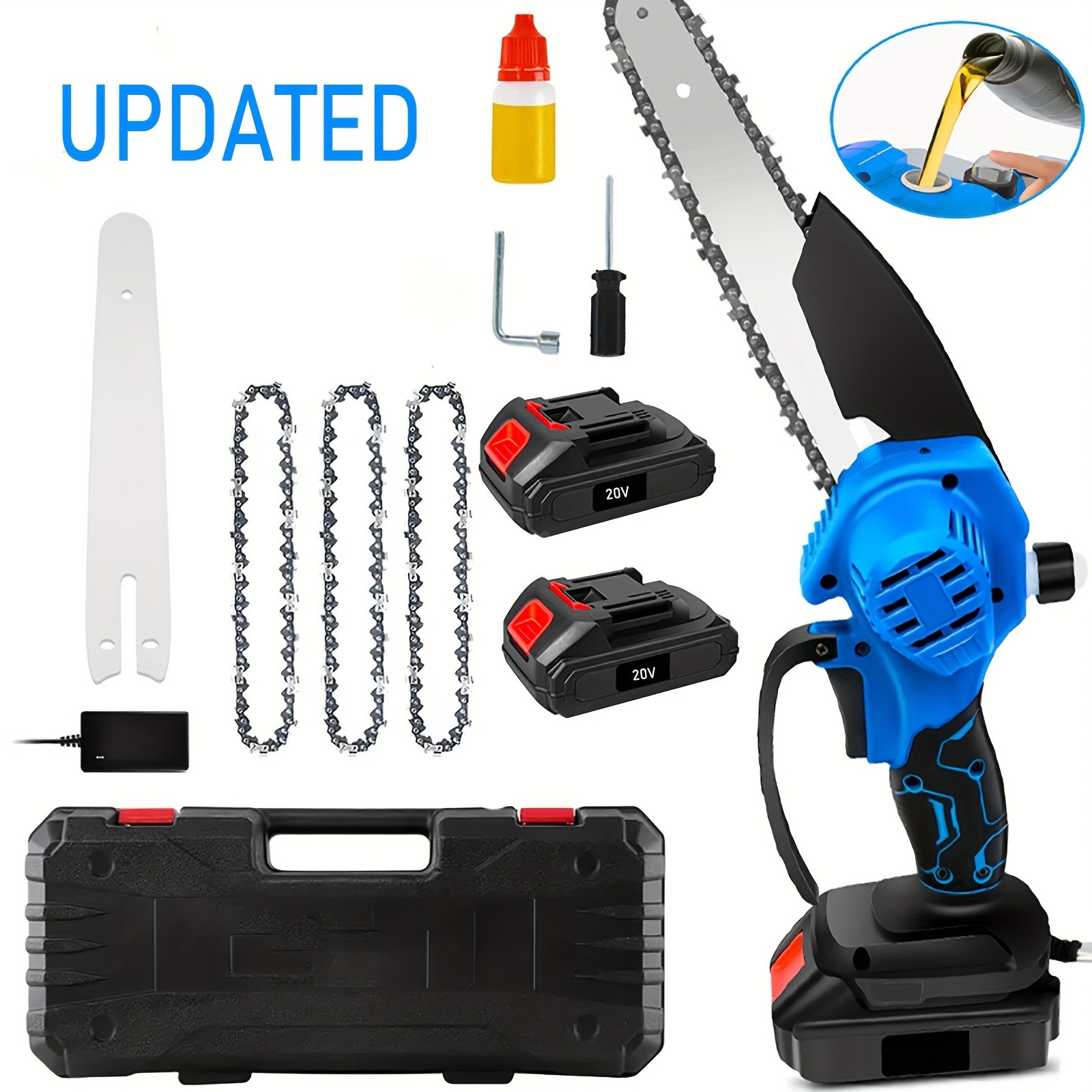 for Makita 8inch Electric Mini Chainsaw Cordless Handheld Saw 2 Battery + 3Chain