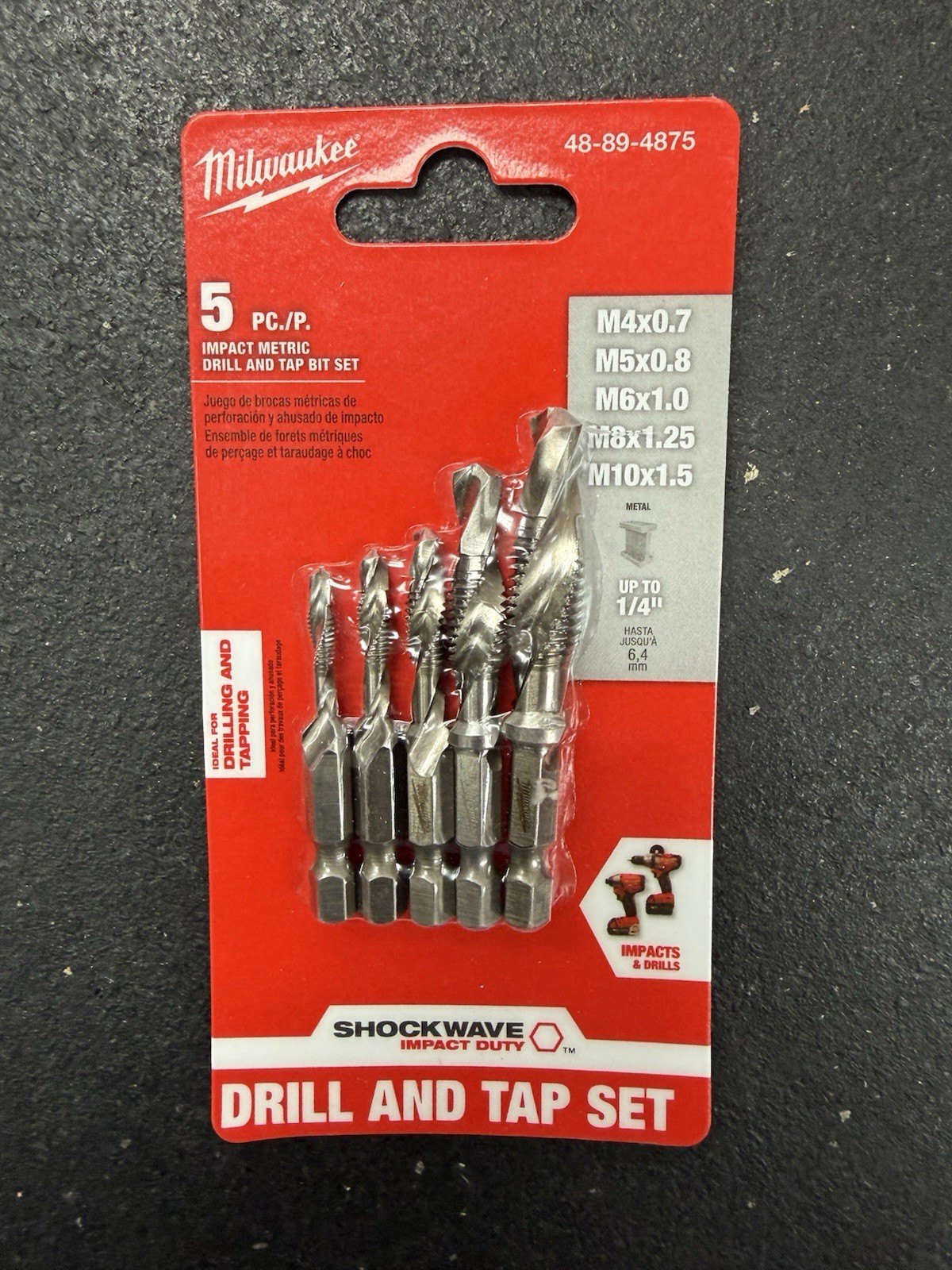 Milwaukee SHOCKWAVE Metric Impact Drill Tap Set – 5 Piece (48-89-4875)