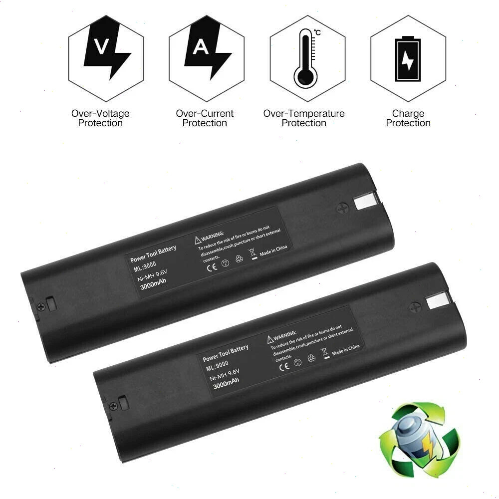 2PACK 9.6V Ni-MH Battery for Makita 9000 9001 9002 9033 9034 632007-4 6095D NEW