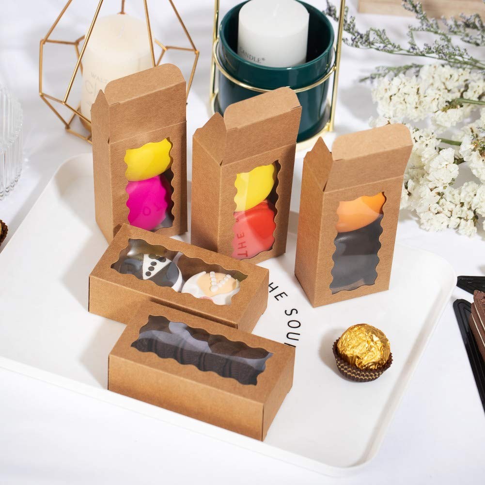 Macaron Boxes for 2 Macarons 50 PCS 4.17×2.16×1.37 inch Containers