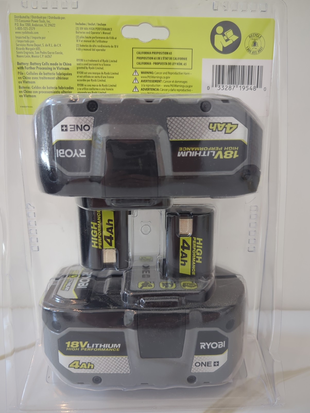 Ryobi PBP2004 High Performance Battery 2 Pack 4aH BRAND NEW NEVER OPENED