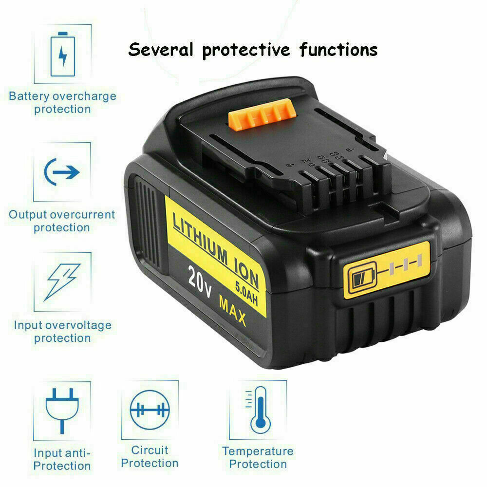 20V For DeWalt 20 Volt Max 5.0 Ah Lithium Ion Battery DCB206-2 DCB205-2 tools