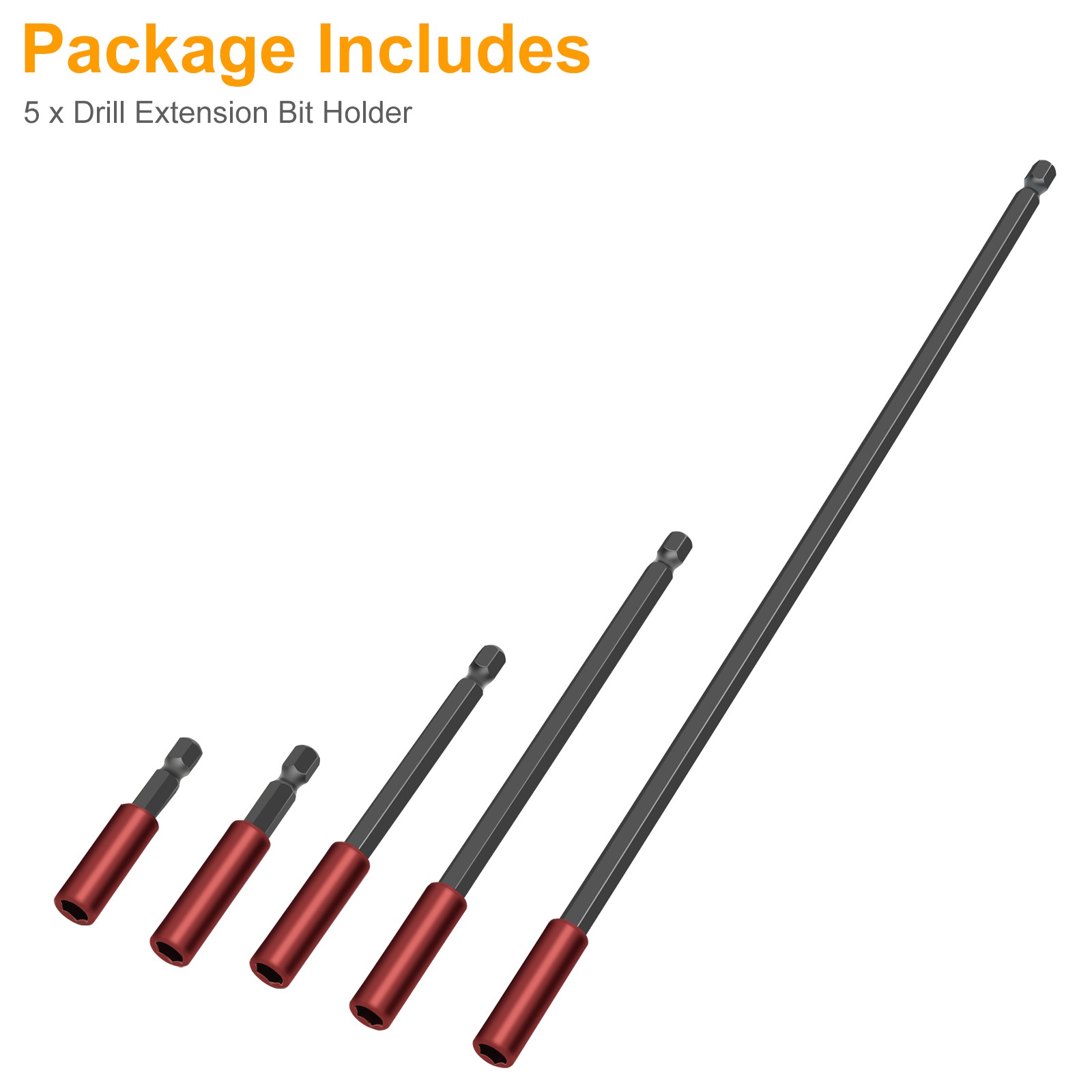 5pcs Magnetic Screwdriver Extension Drill Bit Holder 1/4″ Hex Shank 50-300mm