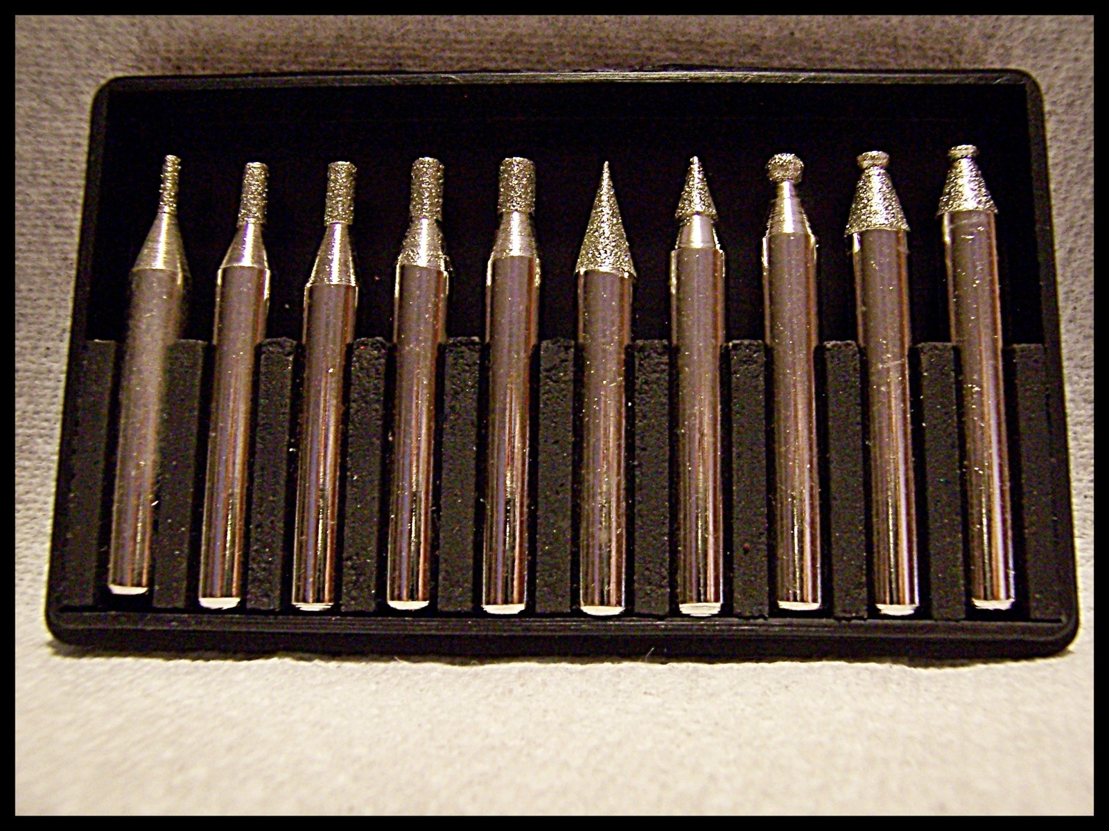 10 Piece Diamond Burr Bur Set Grind Shape Smooth Metal Small Projects Carve New