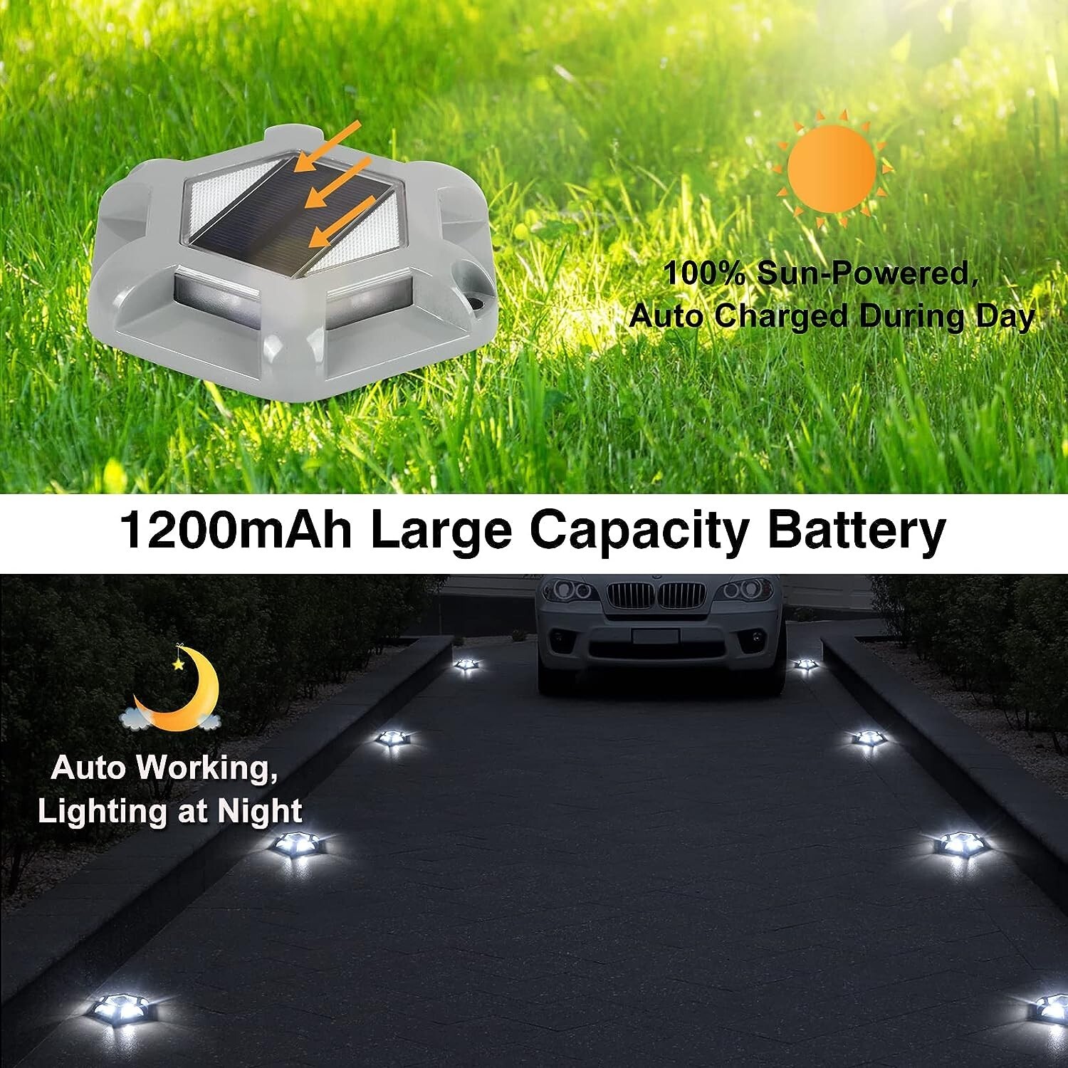 T-SUN 8PACK Outdoor Solar Deck Lights LED Dock Waterproof Light Driveway Pathway
