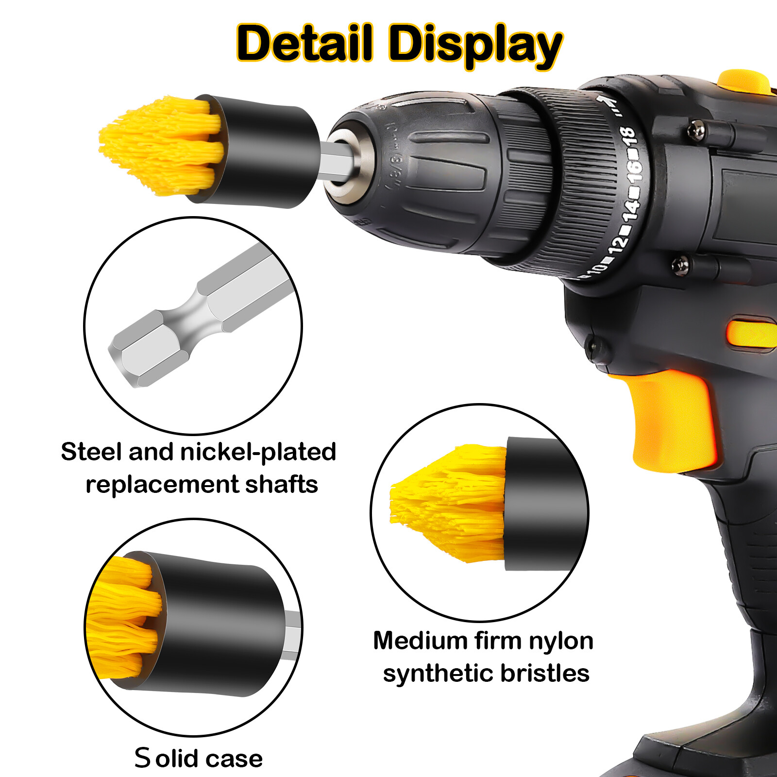 4X Drill Brush Set Power Scrubber Attachments Car Carpet Tile Grout Cleaning Kit